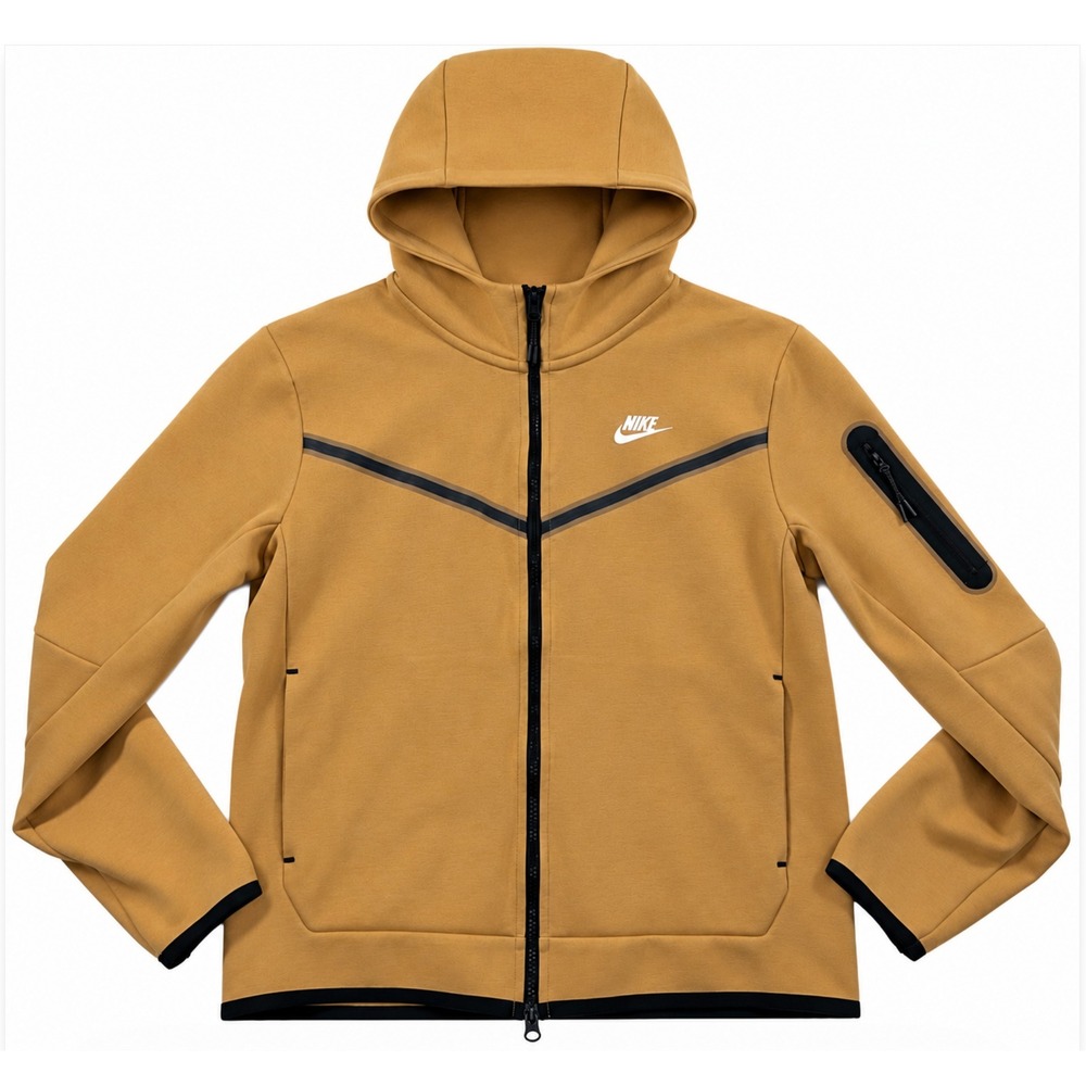 Nike Tech Fleece Full Zip Hoodie M Wheat Tan CU4489-722 Sportswear Streetwear
